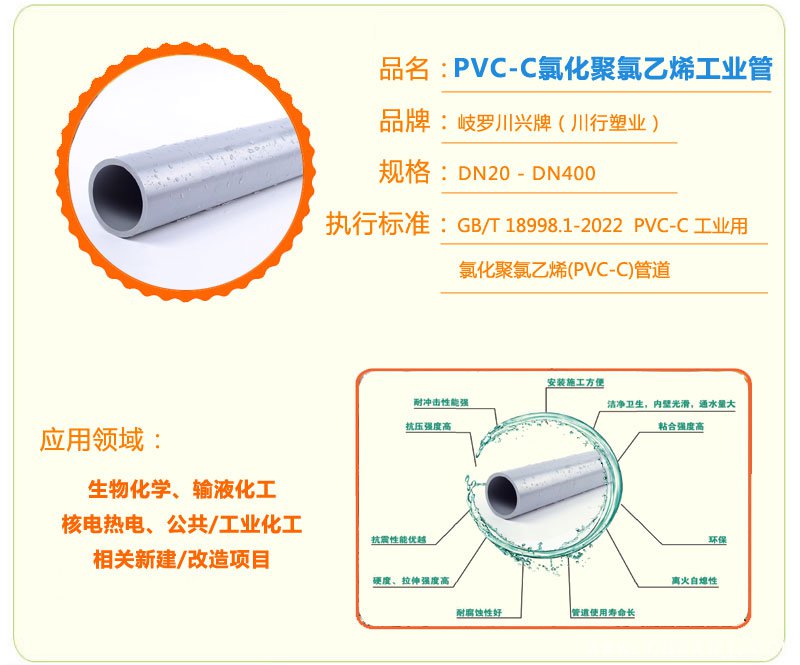 PVC-C工业管道产品性能介绍